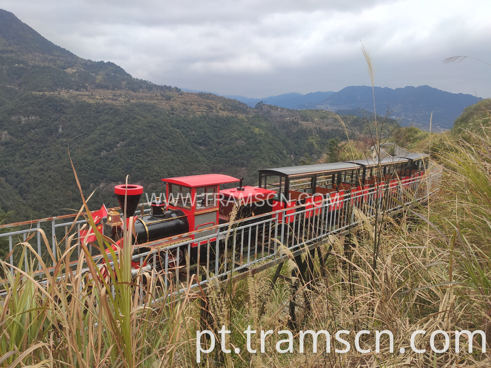 sightseeing train on hill bridge